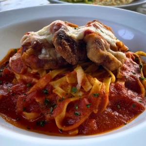 parmigiana di mignon e fettuccine