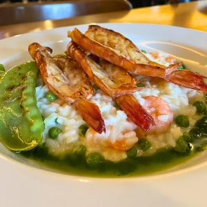 risotto con gamberi e pisello